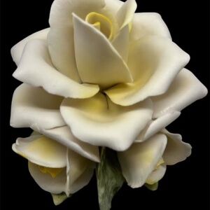 Vintage Golden Crown E&R Italy Porcelain Rose Flower Figurine